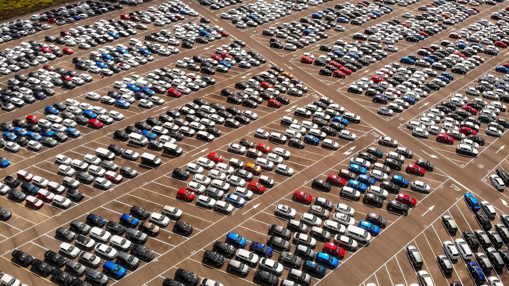 Large overhead view of parking lot