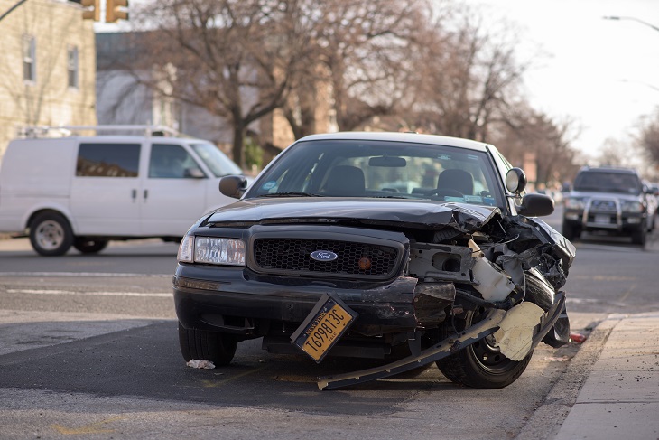 wrecked vehicle after car crash