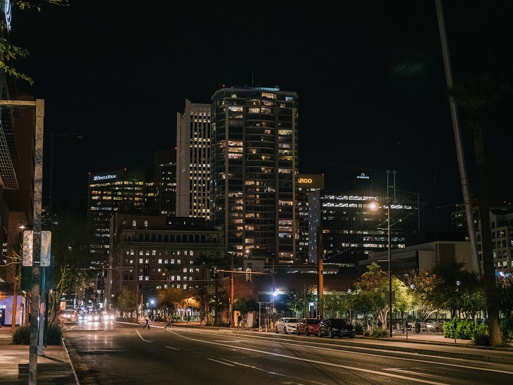 downtown phoenix arizona at night