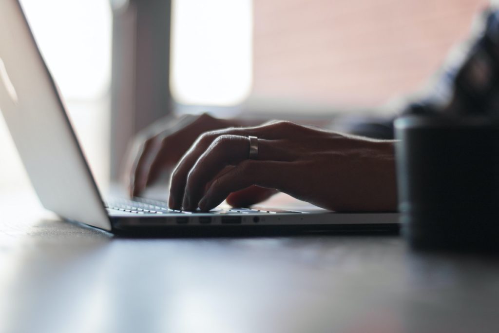 person filling out form online