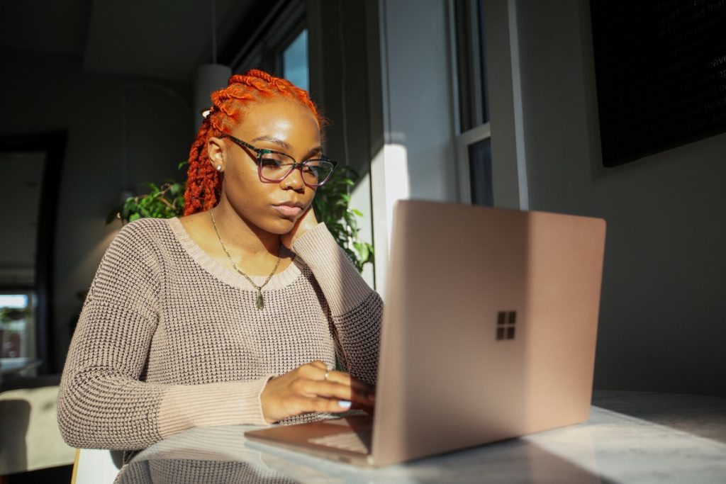 person using laptop